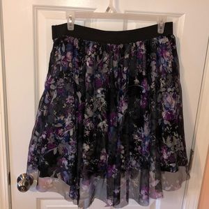 Torrid Black floral chiffon midi skirt